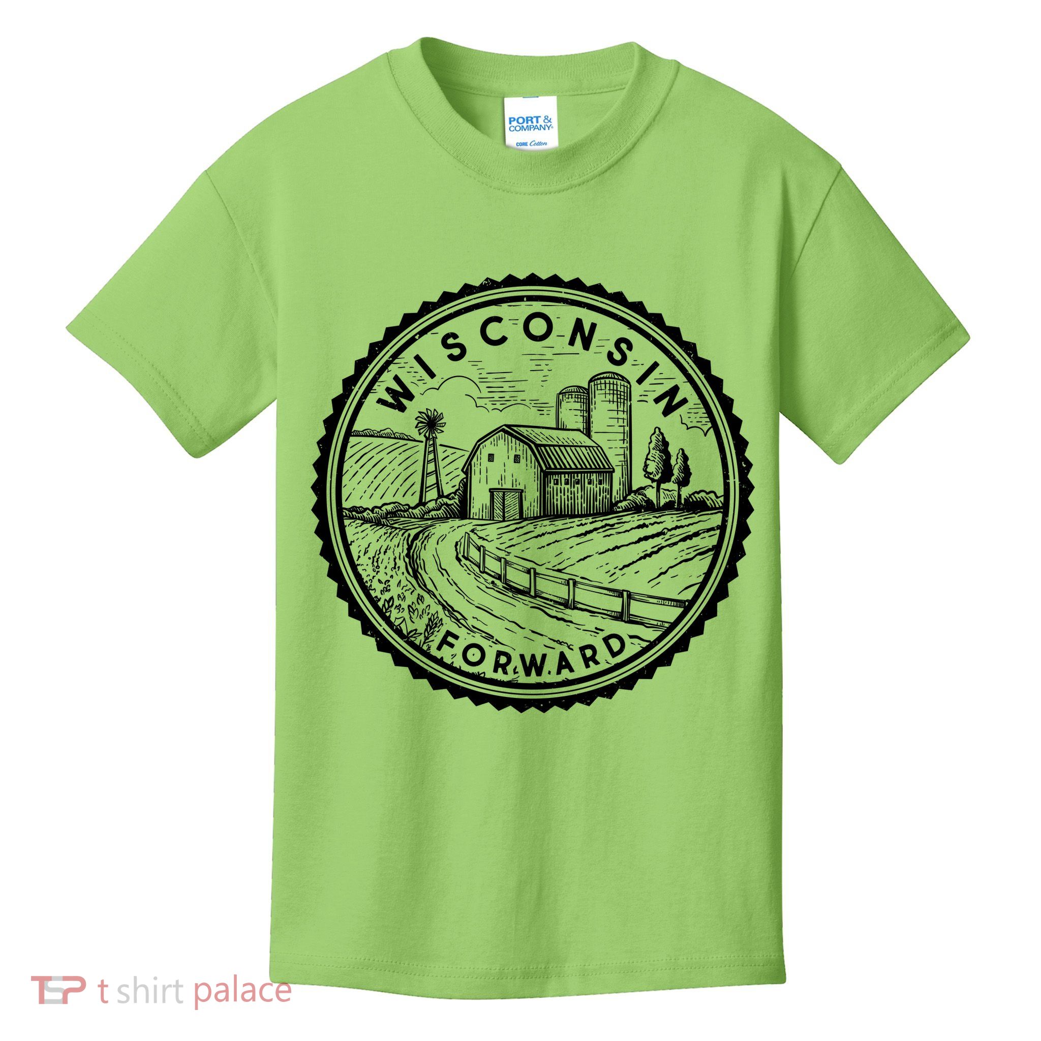 Vintage Wisconsin Forward Farmland Emblem Seal Kids T-Shirt