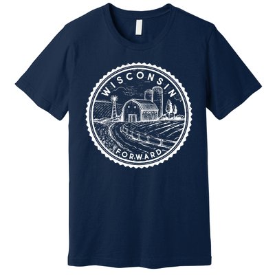 Vintage Wisconsin Forward Farmland Emblem Seal Premium T-Shirt