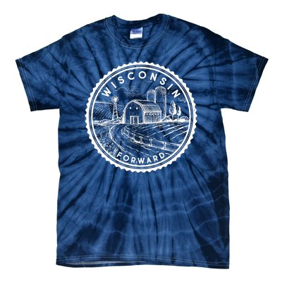 Vintage Wisconsin Forward Farmland Emblem Seal Tie-Dye T-Shirt