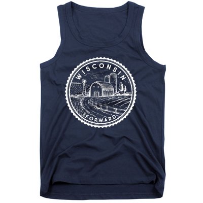 Vintage Wisconsin Forward Farmland Emblem Seal Tank Top