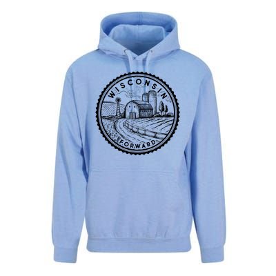 Vintage Wisconsin Forward Farmland Emblem Seal Unisex Surf Hoodie