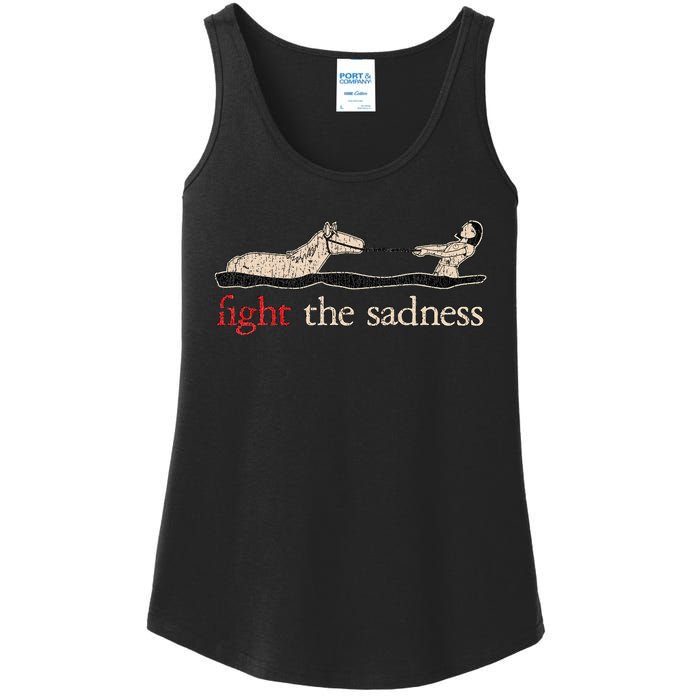 Vintage White Fight The Sadness Horse Girl Ladies Essential Tank