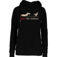 Vintage White Fight The Sadness Horse Girl Womens Funnel Neck Pullover Hood