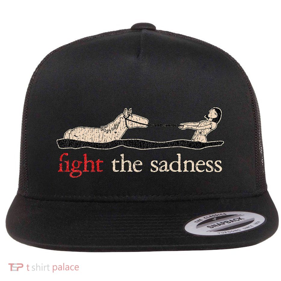 Vintage White Fight The Sadness Horse Girl Flatbill Hat