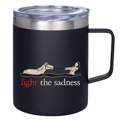 Vintage White Fight The Sadness Horse Girl 12oz Stainless Steel Coffee Mug