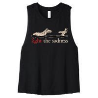 Vintage White Fight The Sadness Horse Girl Women's Racerback Cropped Tank