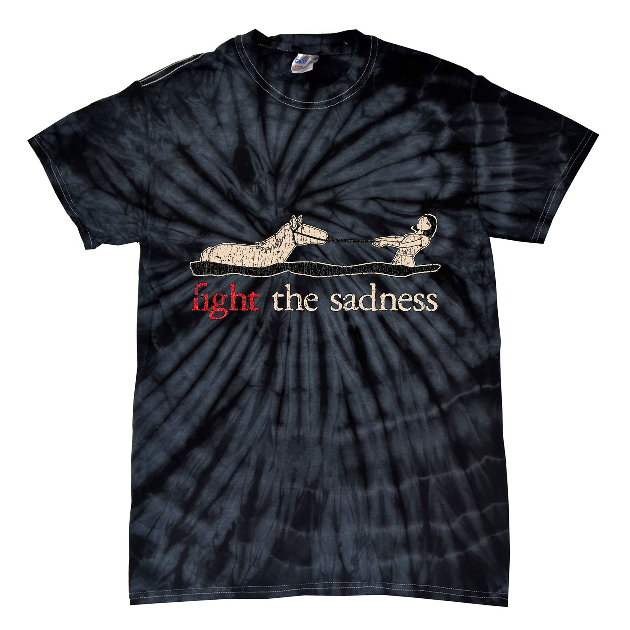 Vintage White Fight The Sadness Horse Girl Tie-Dye T-Shirt