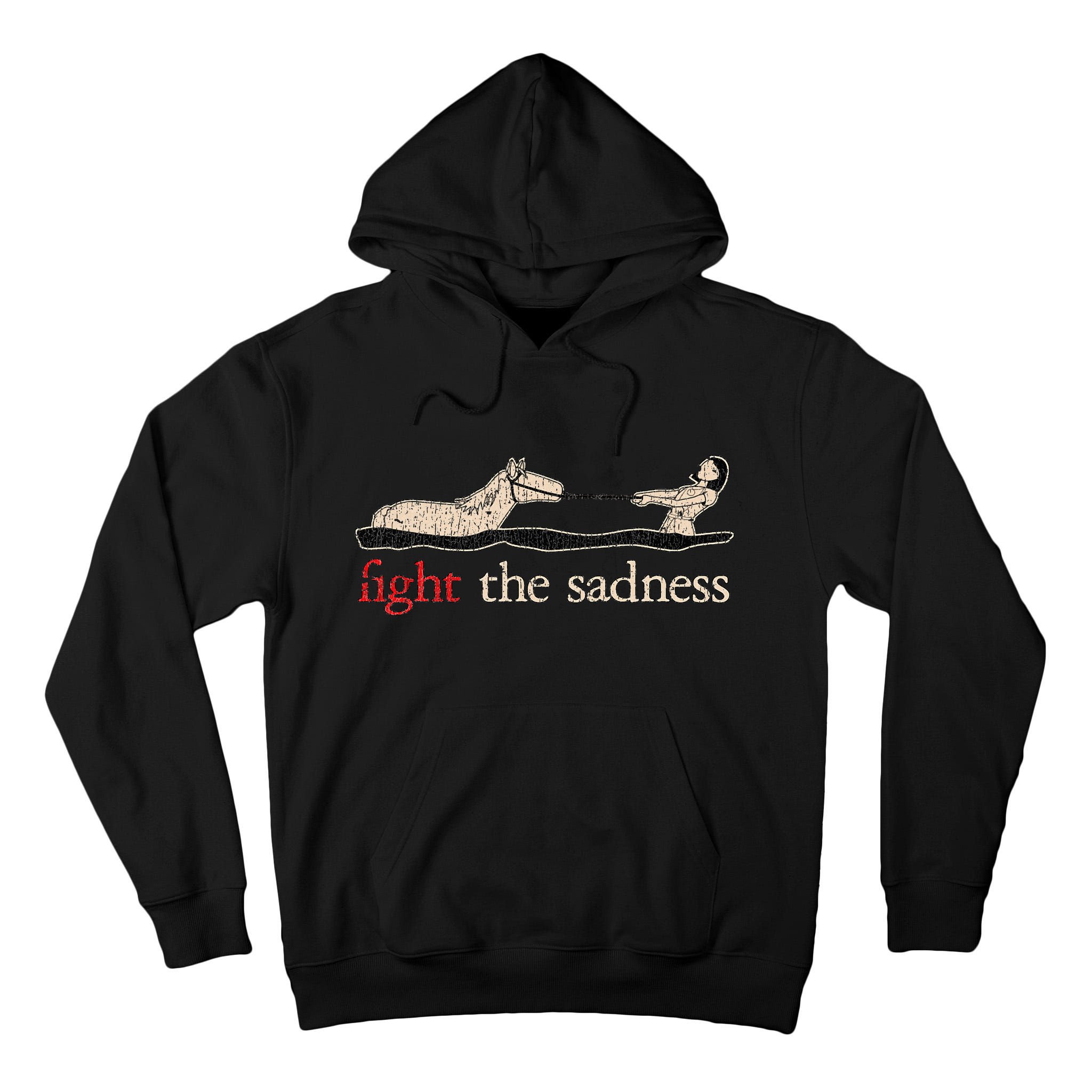 Vintage White Fight The Sadness Horse Girl Tall Hoodie