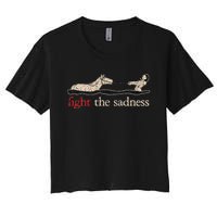 Vintage White Fight The Sadness Horse Girl Women's Crop Top Tee