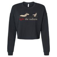 Vintage White Fight The Sadness Horse Girl Cropped Pullover Crew