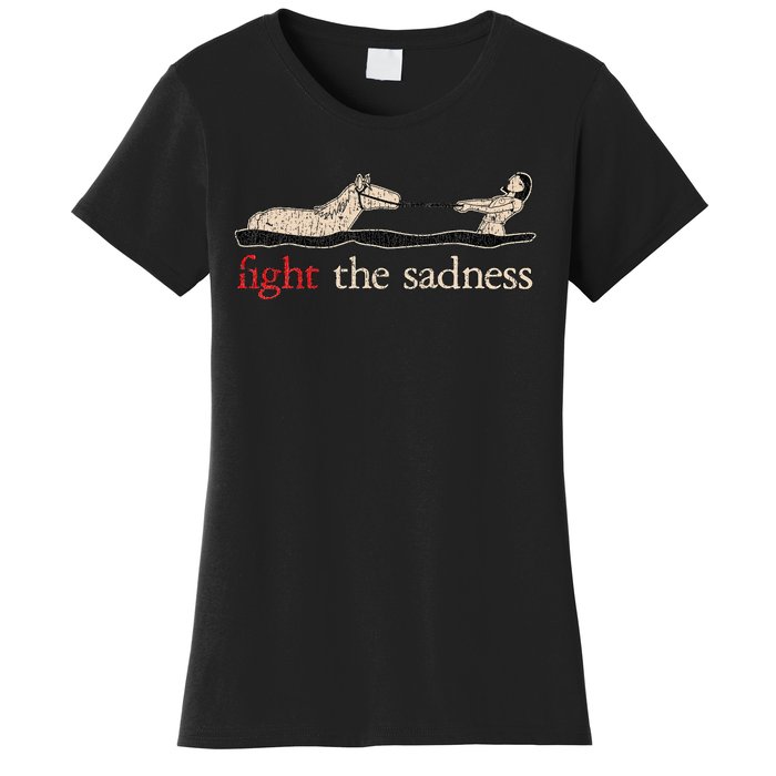 Vintage White Fight The Sadness Horse Girl Women's T-Shirt