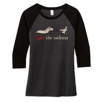 Vintage White Fight The Sadness Horse Girl Women's Tri-Blend 3/4-Sleeve Raglan Shirt