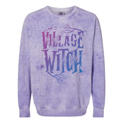 Village Witch Gift Pagan Wicca Witchcraft Halloween Cute Gift Colorblast Crewneck Sweatshirt