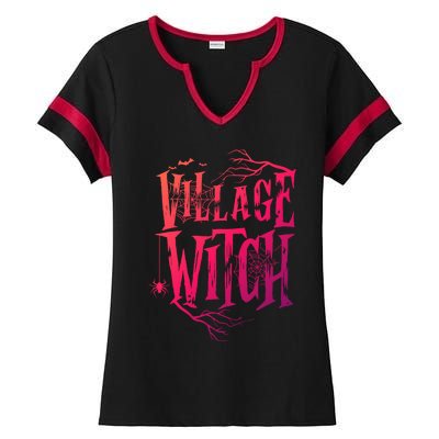 Village Witch Gift Pagan Wicca Witchcraft Halloween Cute Gift Ladies Halftime Notch Neck Tee