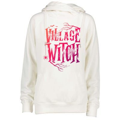 Village Witch Gift Pagan Wicca Witchcraft Halloween Cute Gift Womens Funnel Neck Pullover Hood