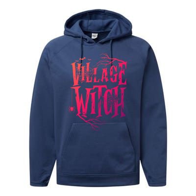 Village Witch Gift Pagan Wicca Witchcraft Halloween Cute Gift Performance Fleece Hoodie