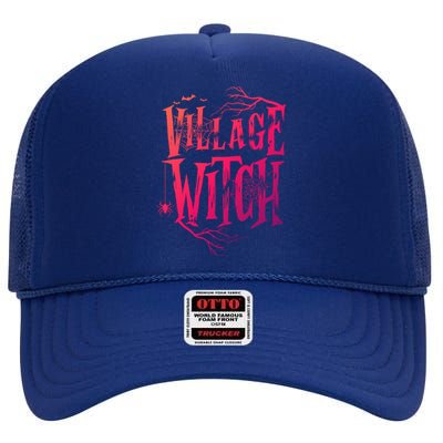 Village Witch Gift Pagan Wicca Witchcraft Halloween Cute Gift High Crown Mesh Back Trucker Hat