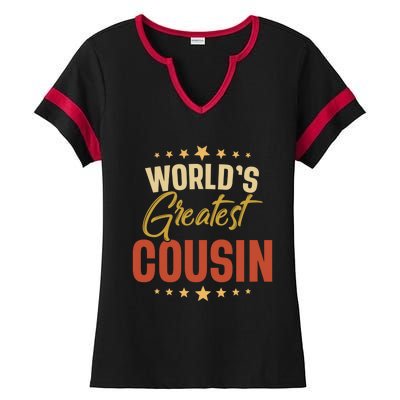 Vintage Worlds Greatest Cousin Dad Grandpa Fathers Day Gift Ladies Halftime Notch Neck Tee