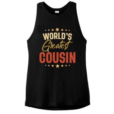 Vintage Worlds Greatest Cousin Dad Grandpa Fathers Day Gift Ladies PosiCharge Tri-Blend Wicking Tank