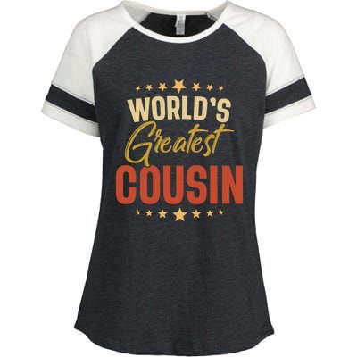 Vintage Worlds Greatest Cousin Dad Grandpa Fathers Day Gift Enza Ladies Jersey Colorblock Tee