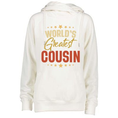 Vintage Worlds Greatest Cousin Dad Grandpa Fathers Day Gift Womens Funnel Neck Pullover Hood