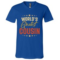 Vintage Worlds Greatest Cousin Dad Grandpa Fathers Day Gift V-Neck T-Shirt