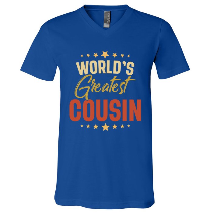 Vintage Worlds Greatest Cousin Dad Grandpa Fathers Day Gift V-Neck T-Shirt