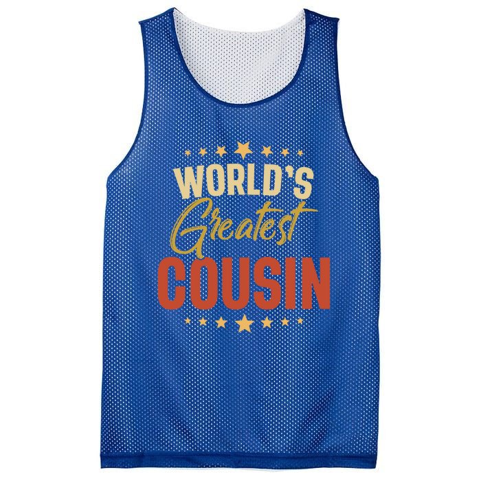 Vintage Worlds Greatest Cousin Dad Grandpa Fathers Day Gift Mesh Reversible Basketball Jersey Tank