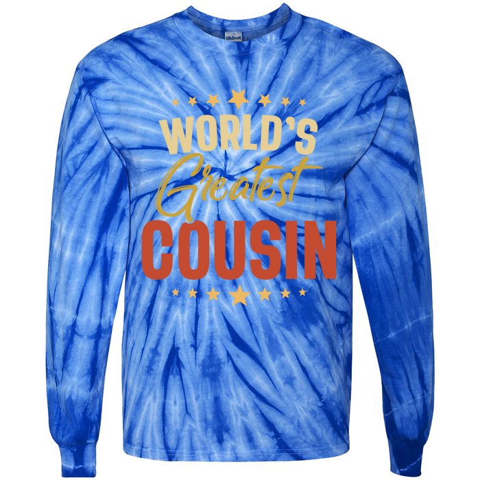 Vintage Worlds Greatest Cousin Dad Grandpa Fathers Day Gift Tie-Dye Long Sleeve Shirt