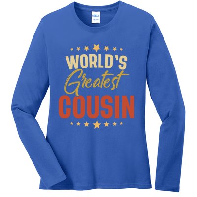 Vintage Worlds Greatest Cousin Dad Grandpa Fathers Day Gift Ladies Long Sleeve Shirt