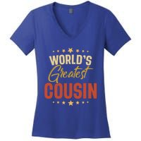 Vintage Worlds Greatest Cousin Dad Grandpa Fathers Day Gift Women's V-Neck T-Shirt