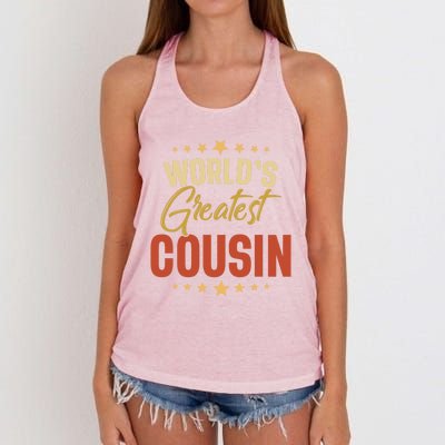 Vintage Worlds Greatest Cousin Dad Grandpa Fathers Day Gift Women's Knotted Racerback Tank