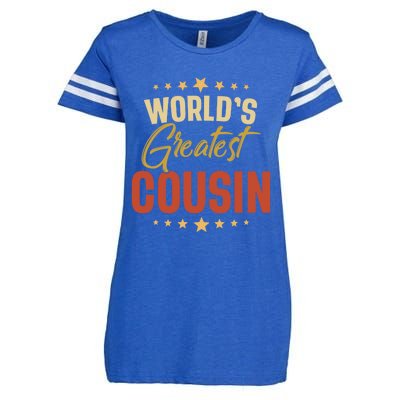 Vintage Worlds Greatest Cousin Dad Grandpa Fathers Day Gift Enza Ladies Jersey Football T-Shirt