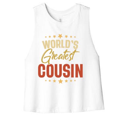 Vintage Worlds Greatest Cousin Dad Grandpa Fathers Day Gift Women's Racerback Cropped Tank