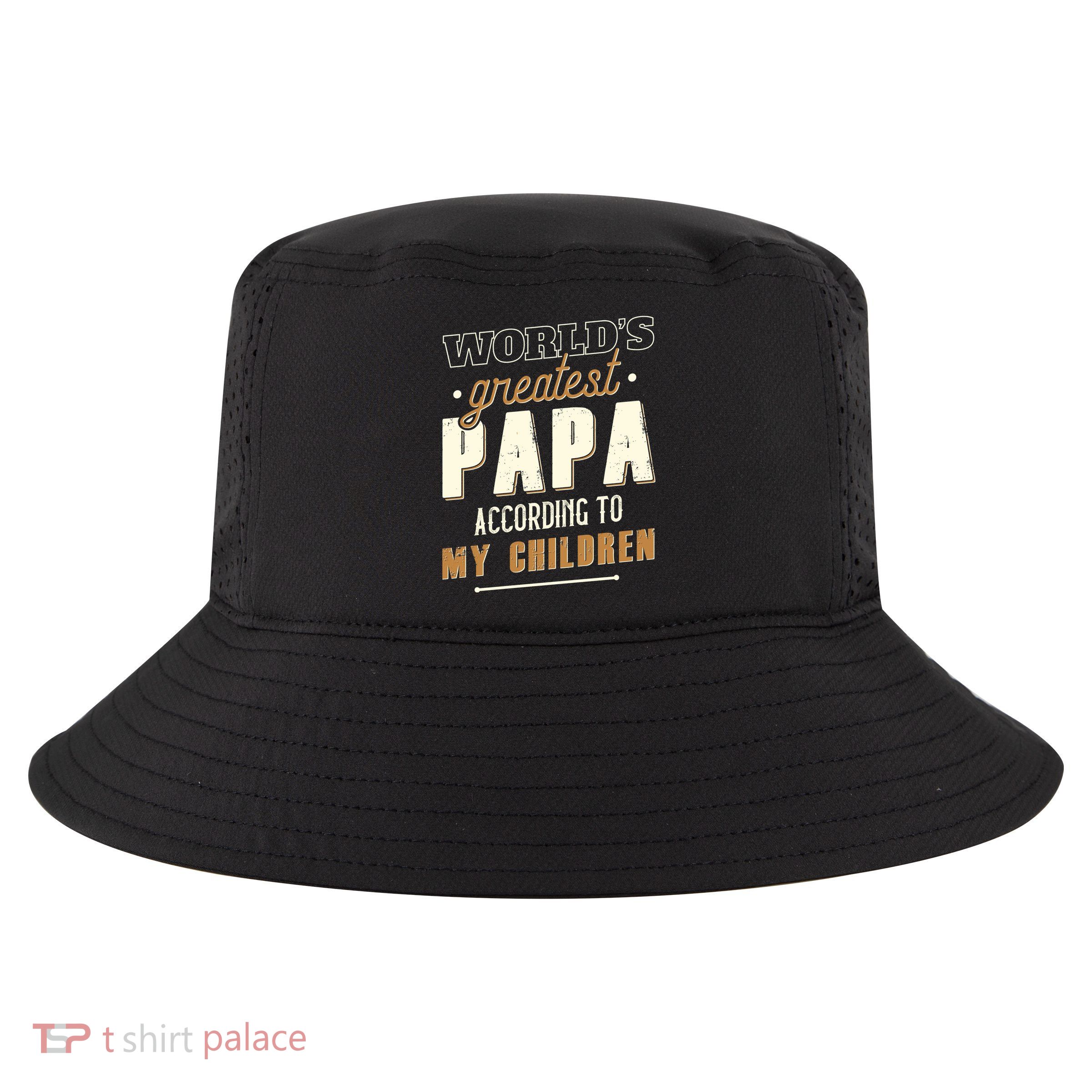 Vintage Worlds Greatest Papa According To My Children Cool Comfort Performance Bucket Hat