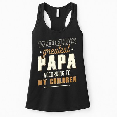 Vintage Worlds Greatest Papa According To My Children Womens Tank Top