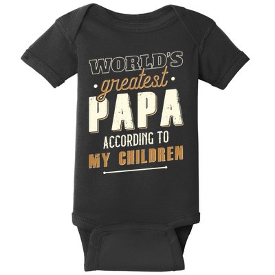 Vintage Worlds Greatest Papa According To My Children Baby Bodysuit