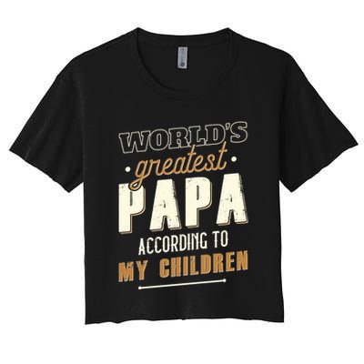 Vintage Worlds Greatest Papa According To My Children Crop Top