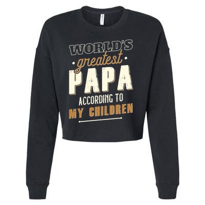 Vintage Worlds Greatest Papa According To My Children Cropped Pullover Crew