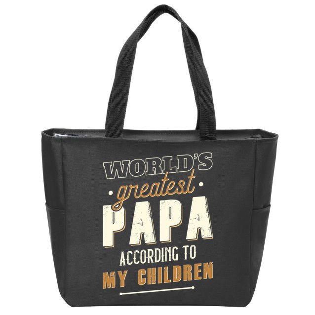 Vintage Worlds Greatest Papa According To My Children Zip Tote Bag