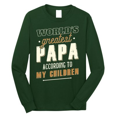 Vintage Worlds Greatest Papa According To My Children Long Sleeve Shirt