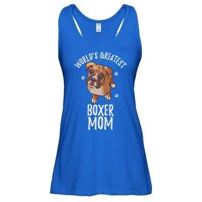 Vintage World's Greatest Boxer Mom Funny Puppy Mama Lover Gift Ladies Essential Flowy Tank
