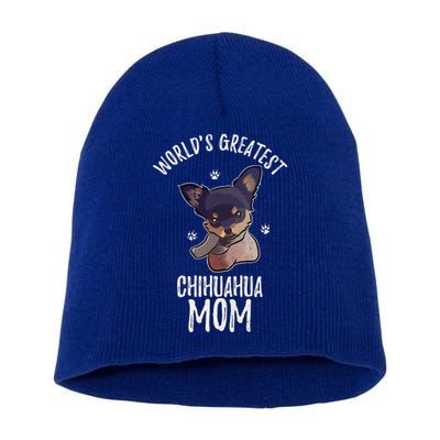 Vintage World's Greatest Chihuahua Mom Funny Dog Mama Lover Gift Short Acrylic Beanie