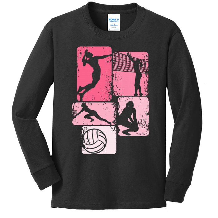 Volleyball Women Girl Player Kids Long Sleeve Shirt