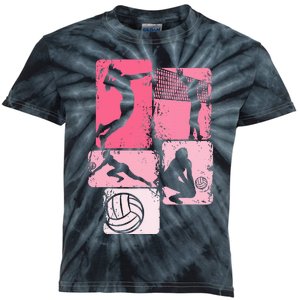 Volleyball Women Girl Player Kids Tie-Dye T-Shirt