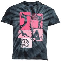 Volleyball Women Girl Player Kids Tie-Dye T-Shirt