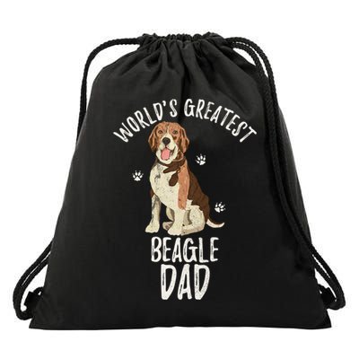 Vintage Worlds Greatest Beagle Dad Funny Dog Dad Pet Lover Meaningful Gift Drawstring Bag