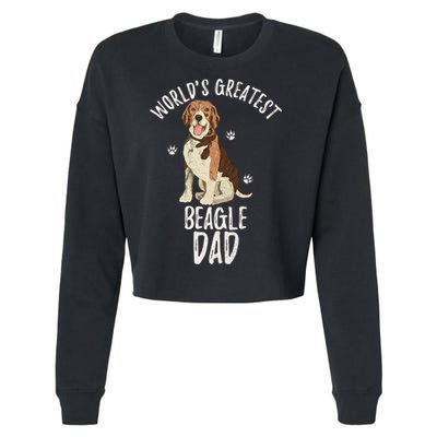 Vintage Worlds Greatest Beagle Dad Funny Dog Dad Pet Lover Meaningful Gift Cropped Pullover Crew