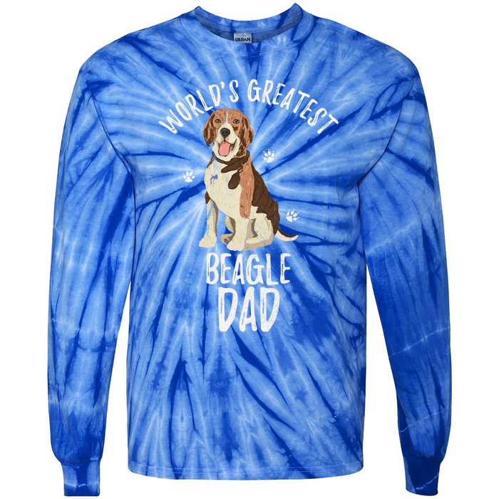 Vintage Worlds Greatest Beagle Dad Funny Dog Dad Pet Lover Meaningful Gift Tie-Dye Long Sleeve Shirt