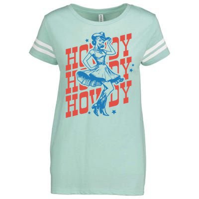 Vintage Western Howdy Rodeo Women Cowgirl Concert Enza Ladies Jersey Football T-Shirt